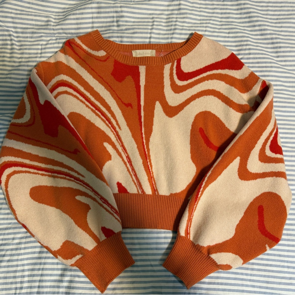 Altar'd State Orange and Cream Swirl Sweater